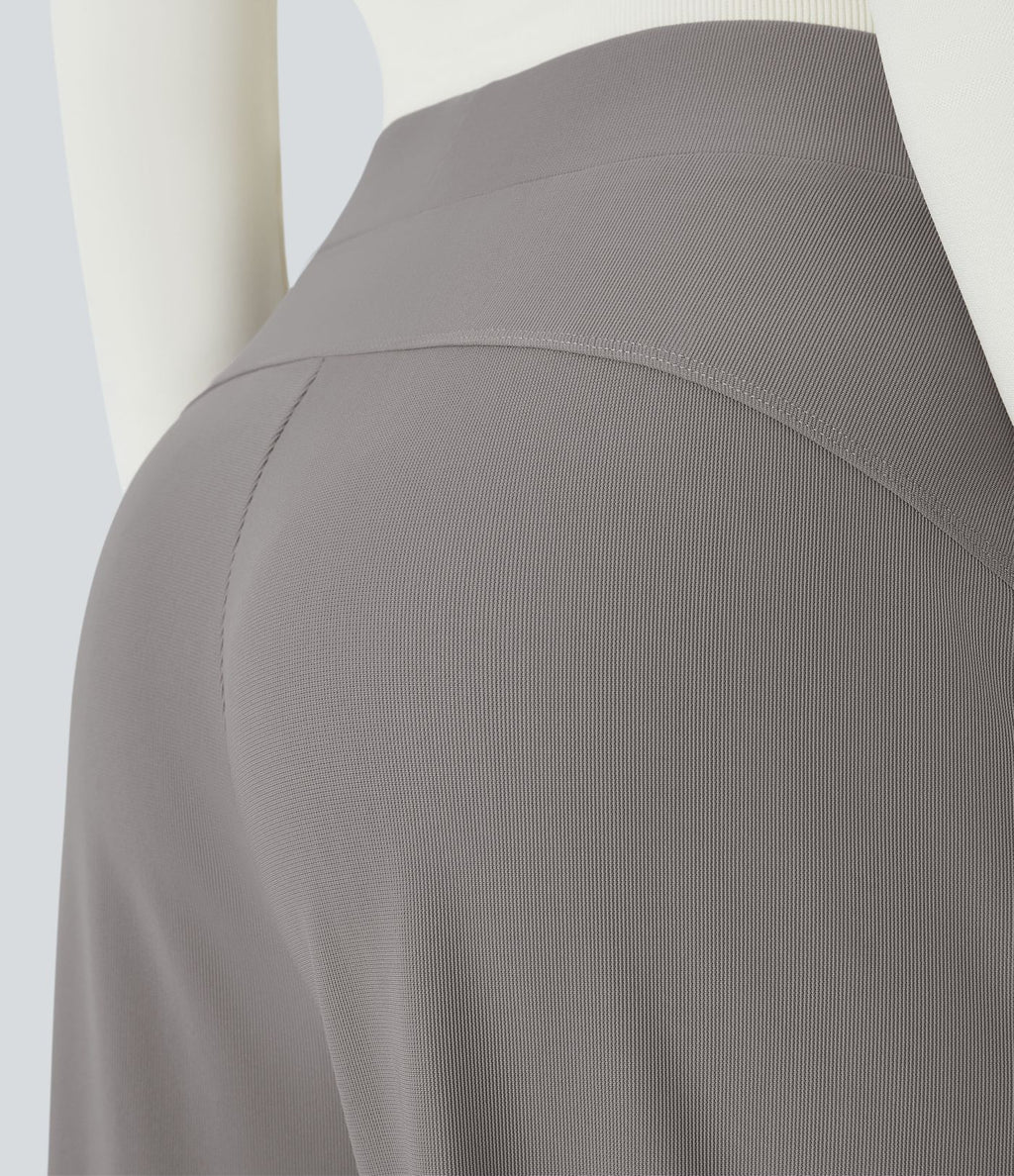 Halara Flex™ Pantalon Tailleur Évasé à Taille Haute Sculptant la Silhouette avec Poches Latérales Micro Waffle