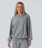 Sweatshirt décontracté à capuche manches longues oversize maille torsadée