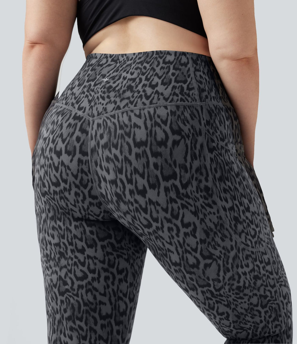 Legging de yoga grande taille Halara UltraSculpt™ taille haute gainant imprimé léopard avec poches
