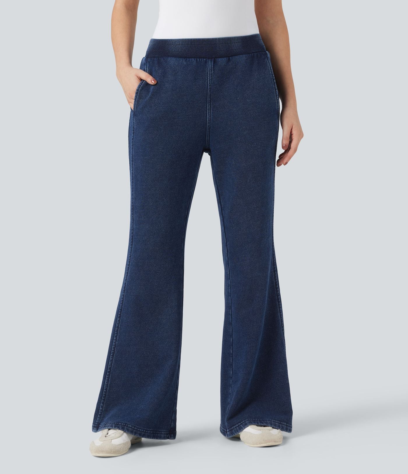 Jean évasé jogging molleton français Halara Flex™ taille mi-haute avec poches
