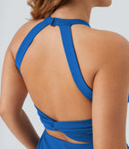 Robe longue de danse évasée à dos ouvert avec torsade grandes tailles et short intégré - Édition Easy Peasy