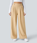 Halara Flex™ Pantalon Tailleur Large Fluide Gaufré Taille Haute Poches Latérales