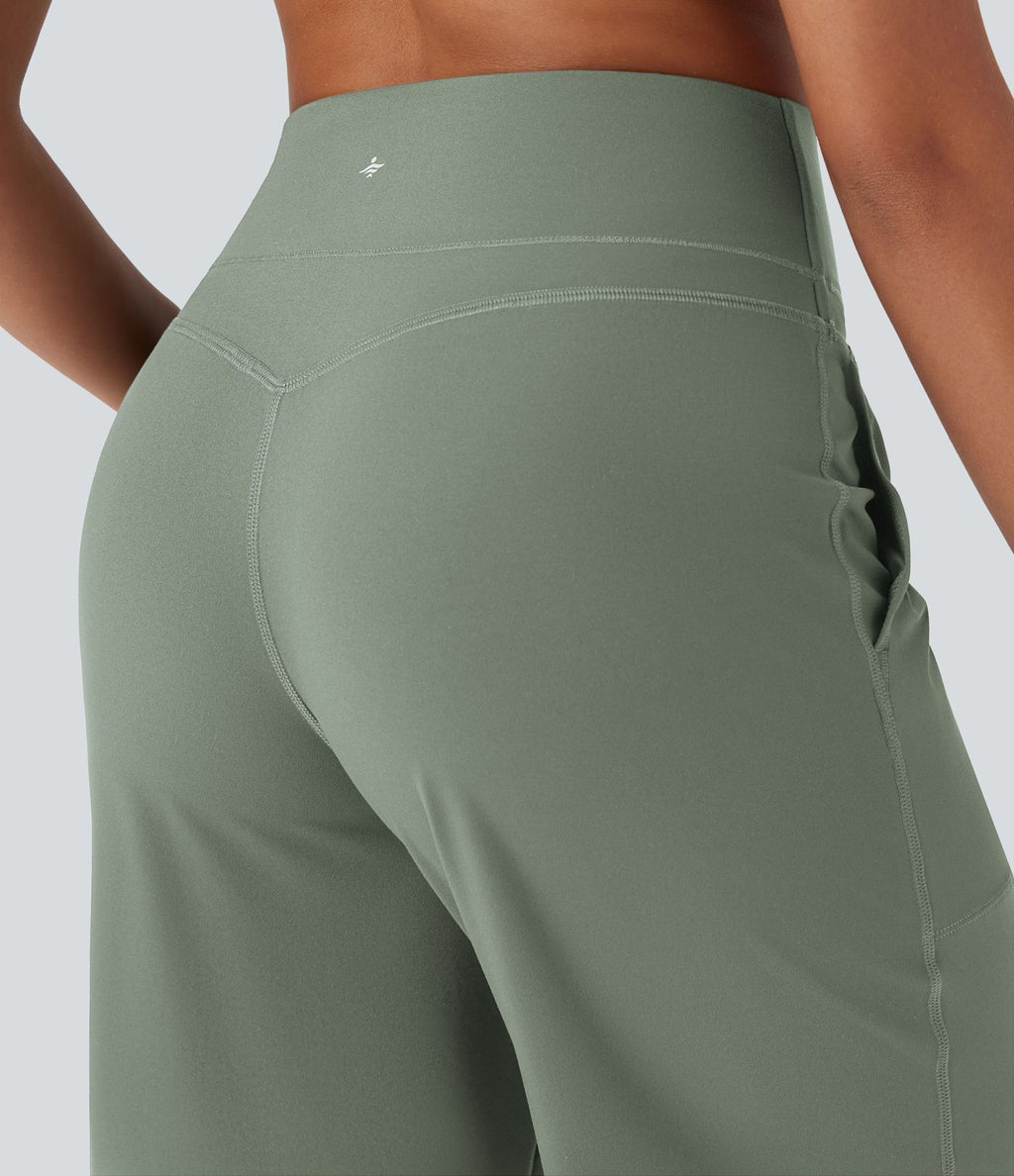 Pantalon de yoga droit gainant taille haute avec poches Halara UltraSculpt™