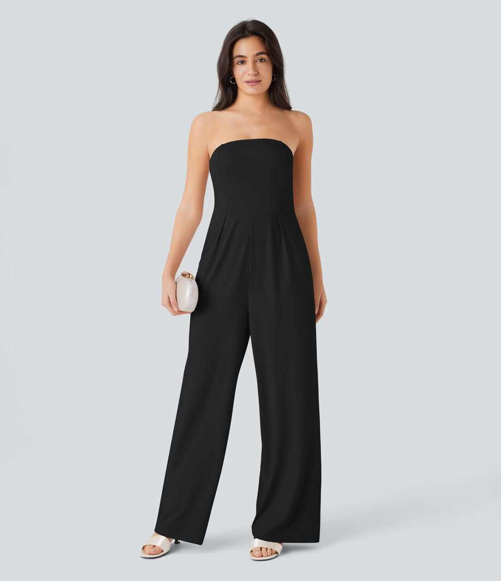 Combinaison bustier à jambes larges avec poches latérales et fermeture éclair invisible - Édition Easy Peasy - Pour mariages et cérémonies