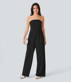 Combinaison bustier à jambes larges avec poches latérales et fermeture éclair invisible - Édition Easy Peasy - Pour mariages et cérémonies
