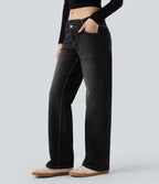Jean décontracté Halara Flex™ asymétrique jambe droite taille basse avec poches