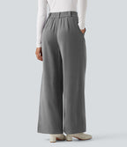 Pantalon tailleur baggy taille haute avec poches