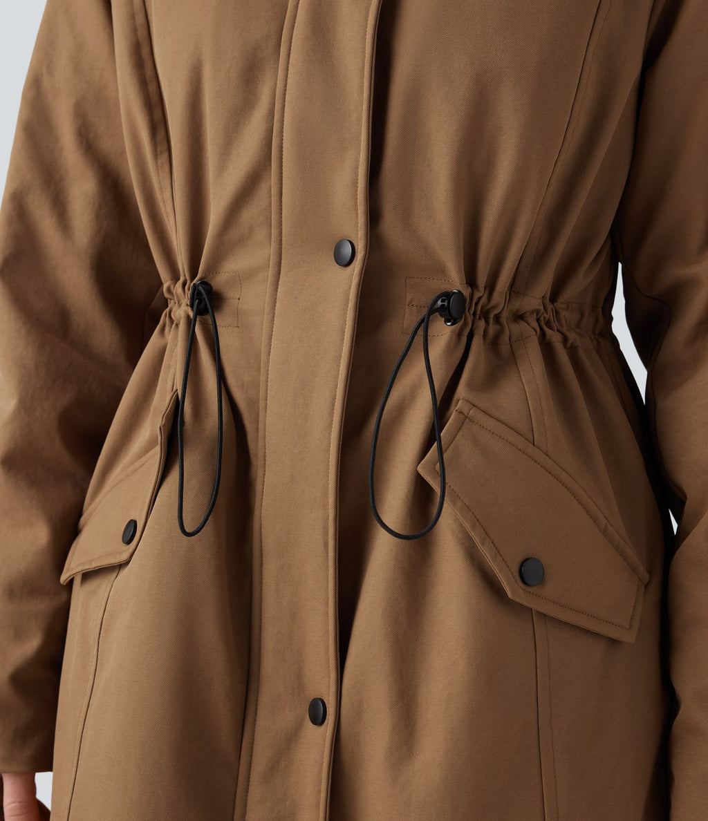 Parka sherpa polaire à capuche avec cordon de serrage et poches