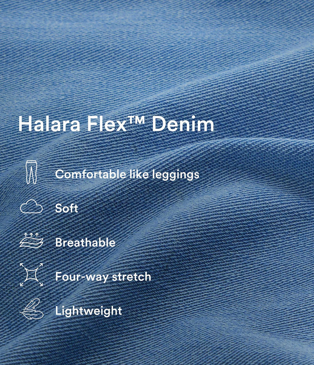 Halara Flex™ Jupe en Jean longue décontractée extensible délavé taille moyenne avec fente et multiples poches