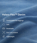 Halara Flex™ Jupe en Jean longue décontractée extensible délavé taille moyenne avec fente et multiples poches