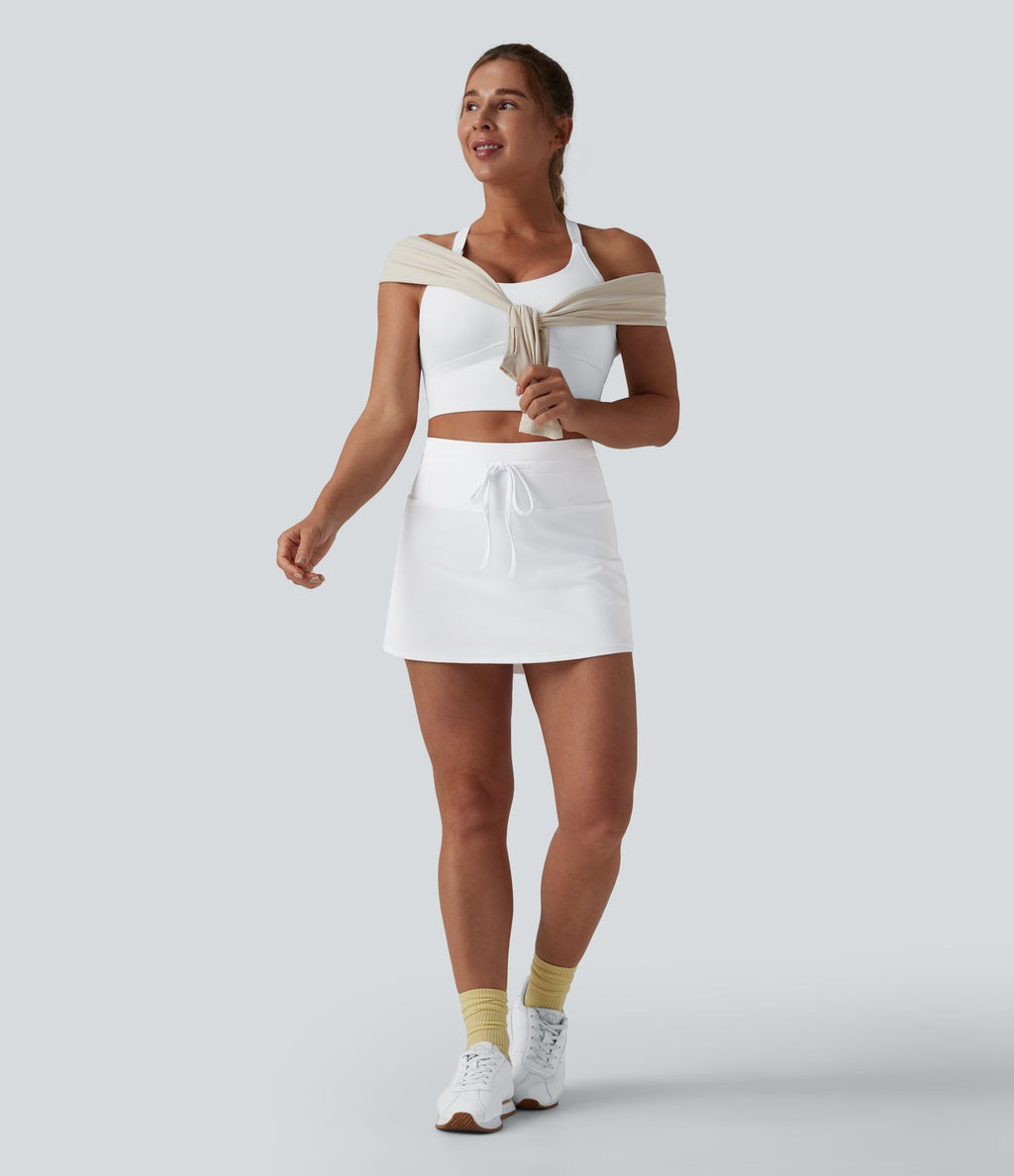 Jupe de tennis SoftlyZero™ Airy mini 2-en-1 gainante taille haute à cordon de serrage et effet frais InstantCool avec poches