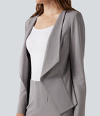 Blazer tailleur waterfall manches longues en crêpe