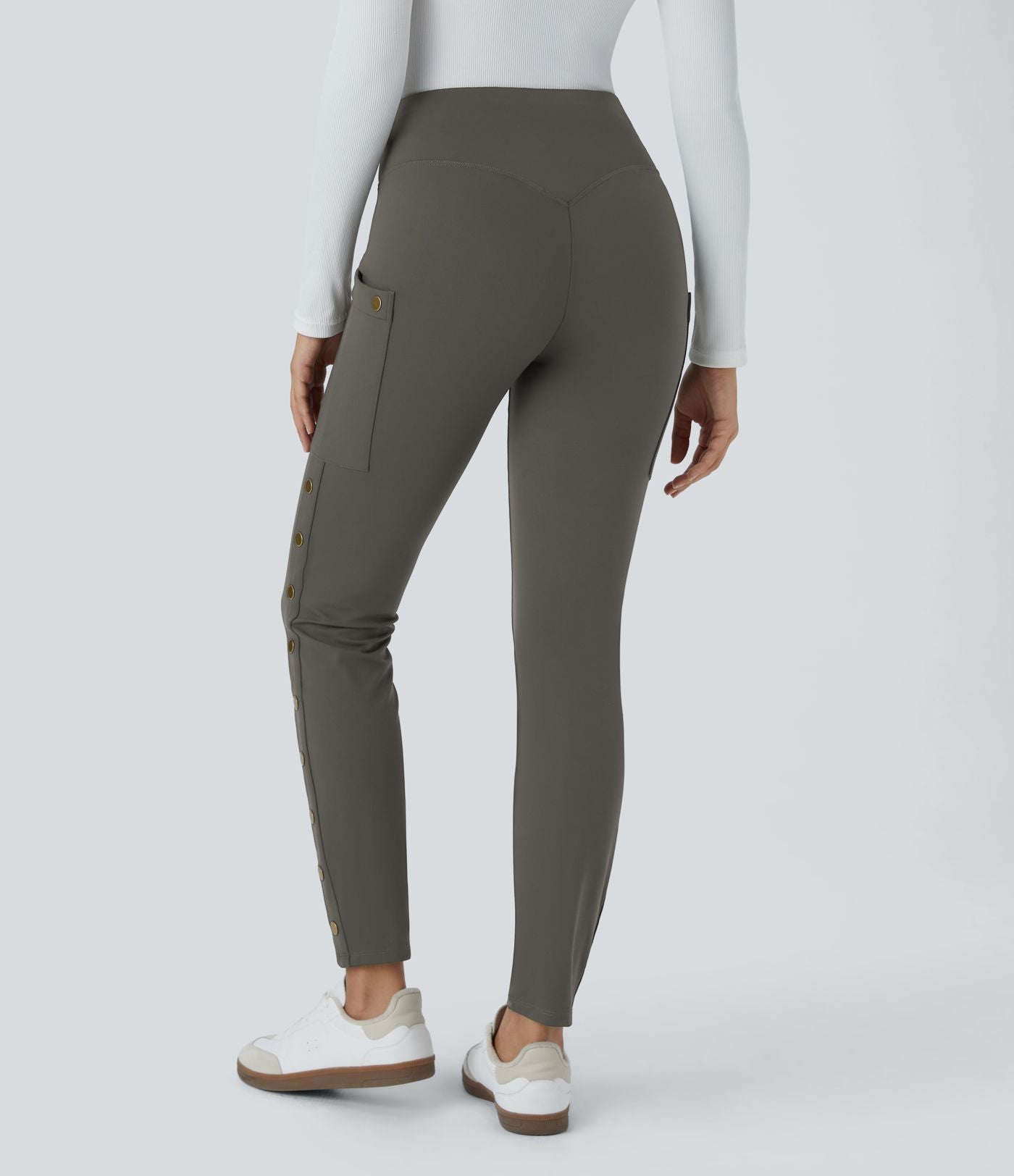 Pantalon taille haute ajusté longueur cheville avec poches décoratives DayStretch