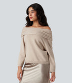 Pull épaules dénudées manches longues