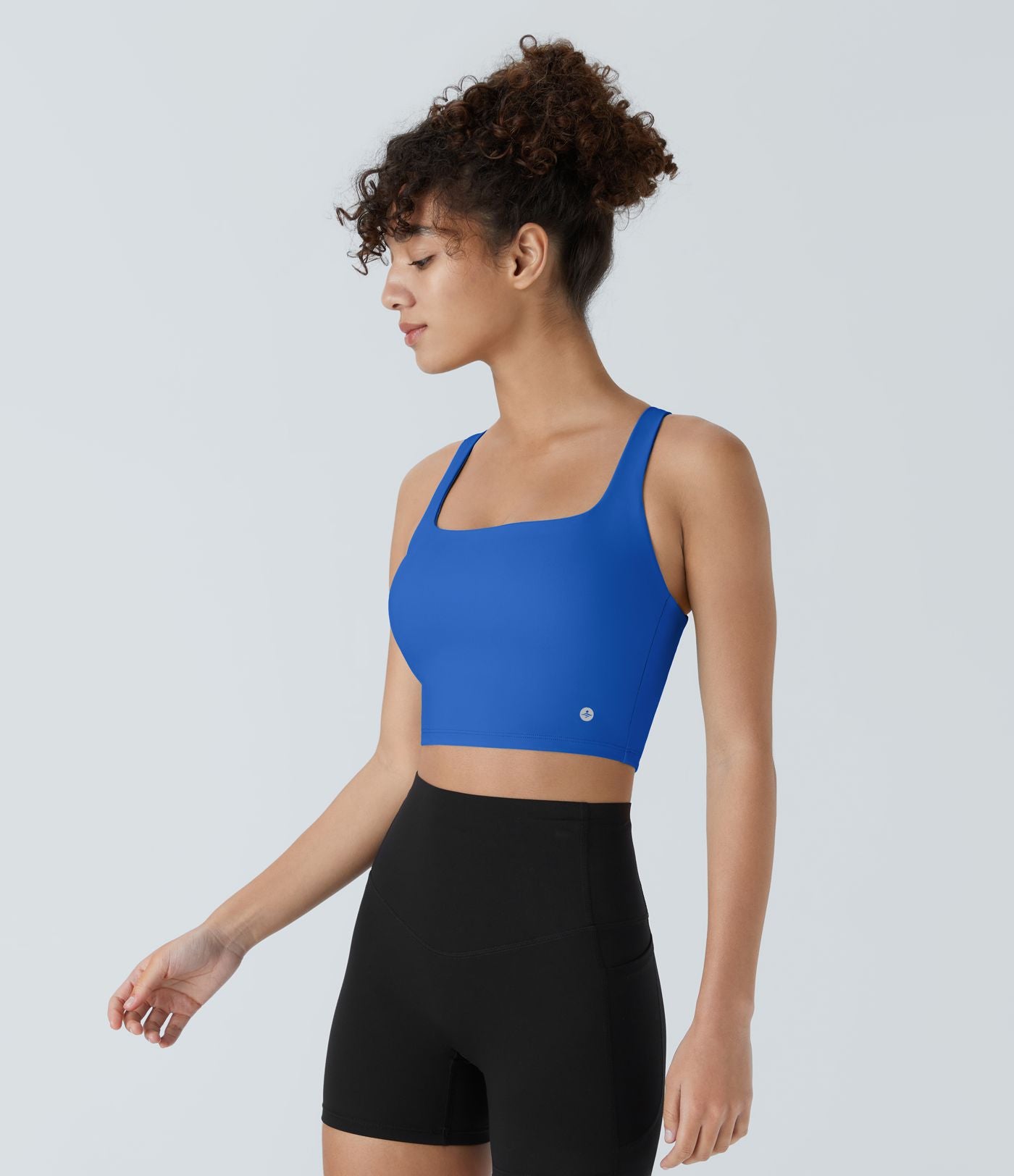 Débardeur yoga court SoftlyZero™ Airy col carré dos nu bretelles croisées effet frais InstantCool, bonnets A-C, protection solaire UPF50+