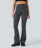 Pantalon de yoga à coupe bootcut gainant taille haute imprimé léopard avec poches Halara UltraSculpt™