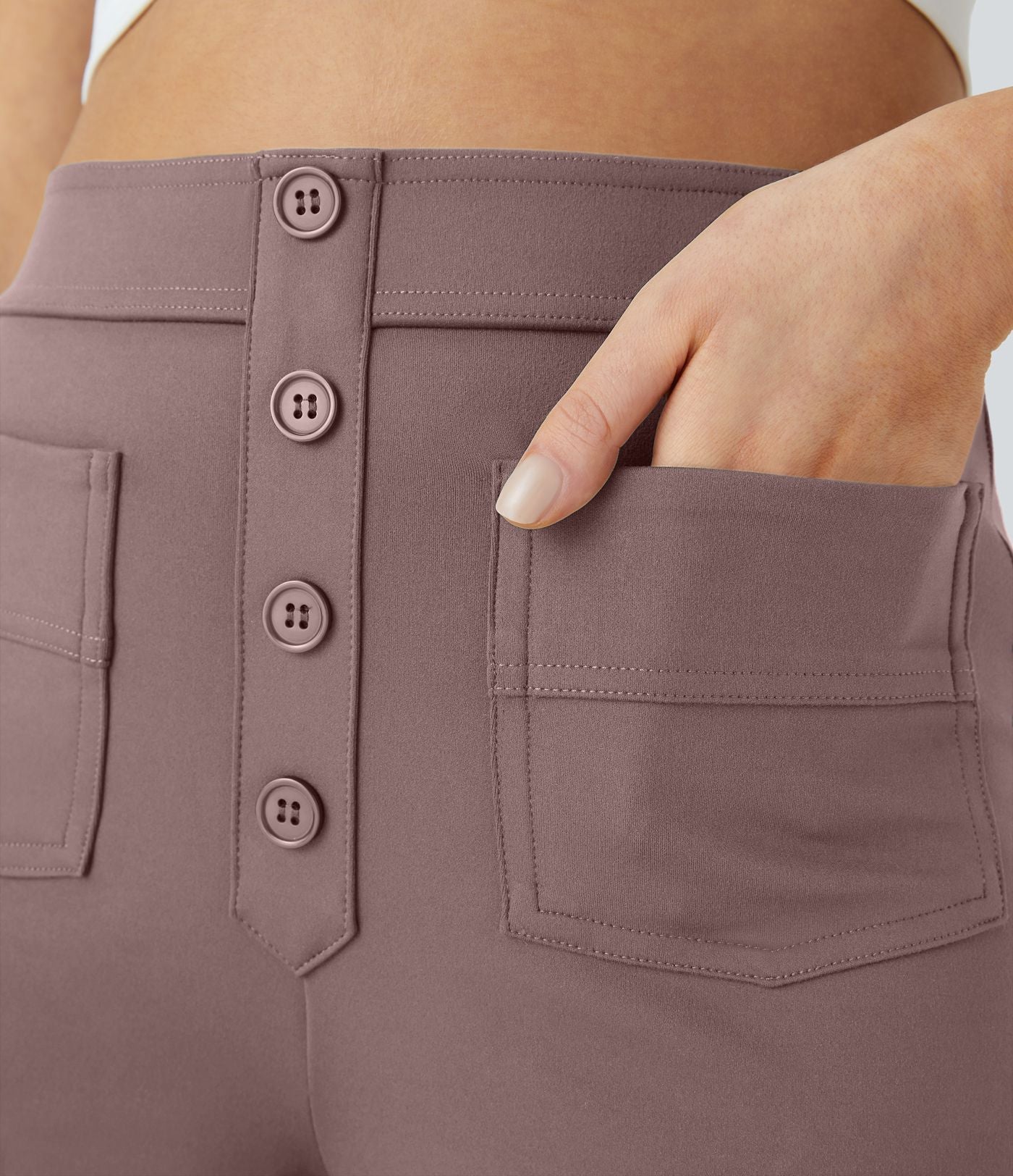 Pantalon taille haute coupe droite DayStretch avec poches