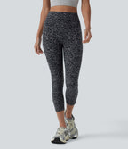 Legging corsaire d'entraînement taille haute gainant imprimé léopard Halara UltraSculpt™ avec poches