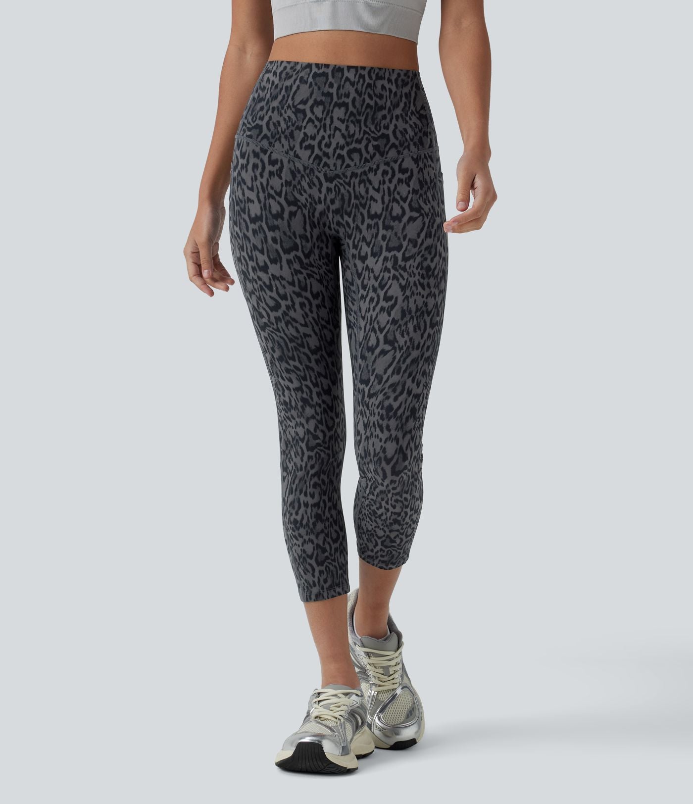 Legging corsaire d'entraînement taille haute gainant imprimé léopard Halara UltraSculpt™ avec poches