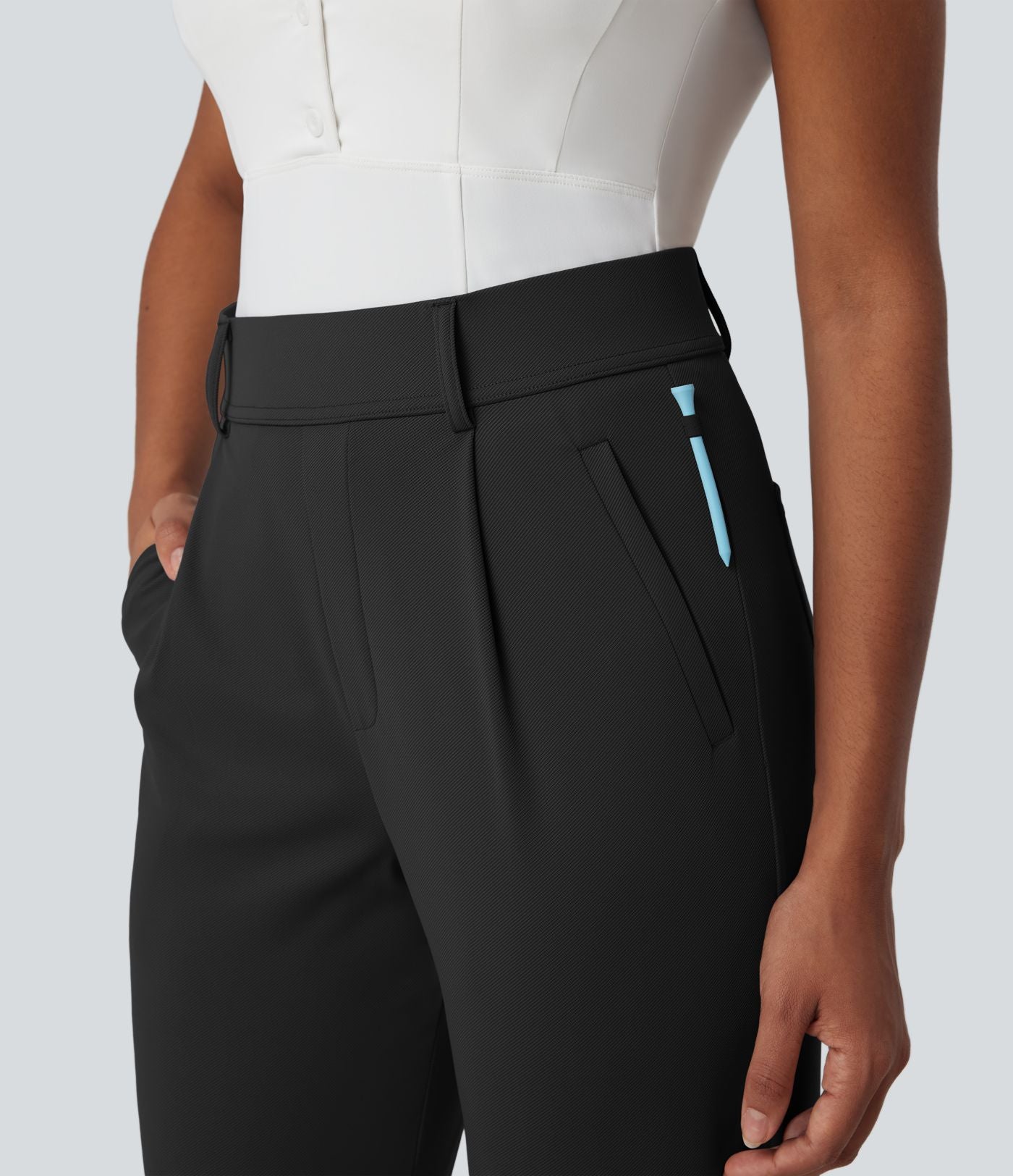 Pantalon de golf à séchage rapide, taille haute, avec poches et poche tee, UPF40+