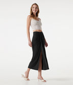 Jupe midi moulante taille haute froncée