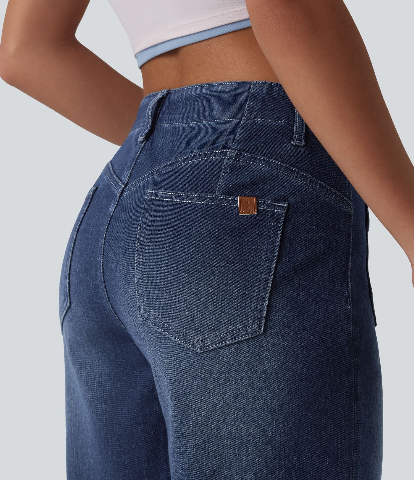 Halara Flex™ Short en jean casual taille mi-haute ourlet roulé avec poches