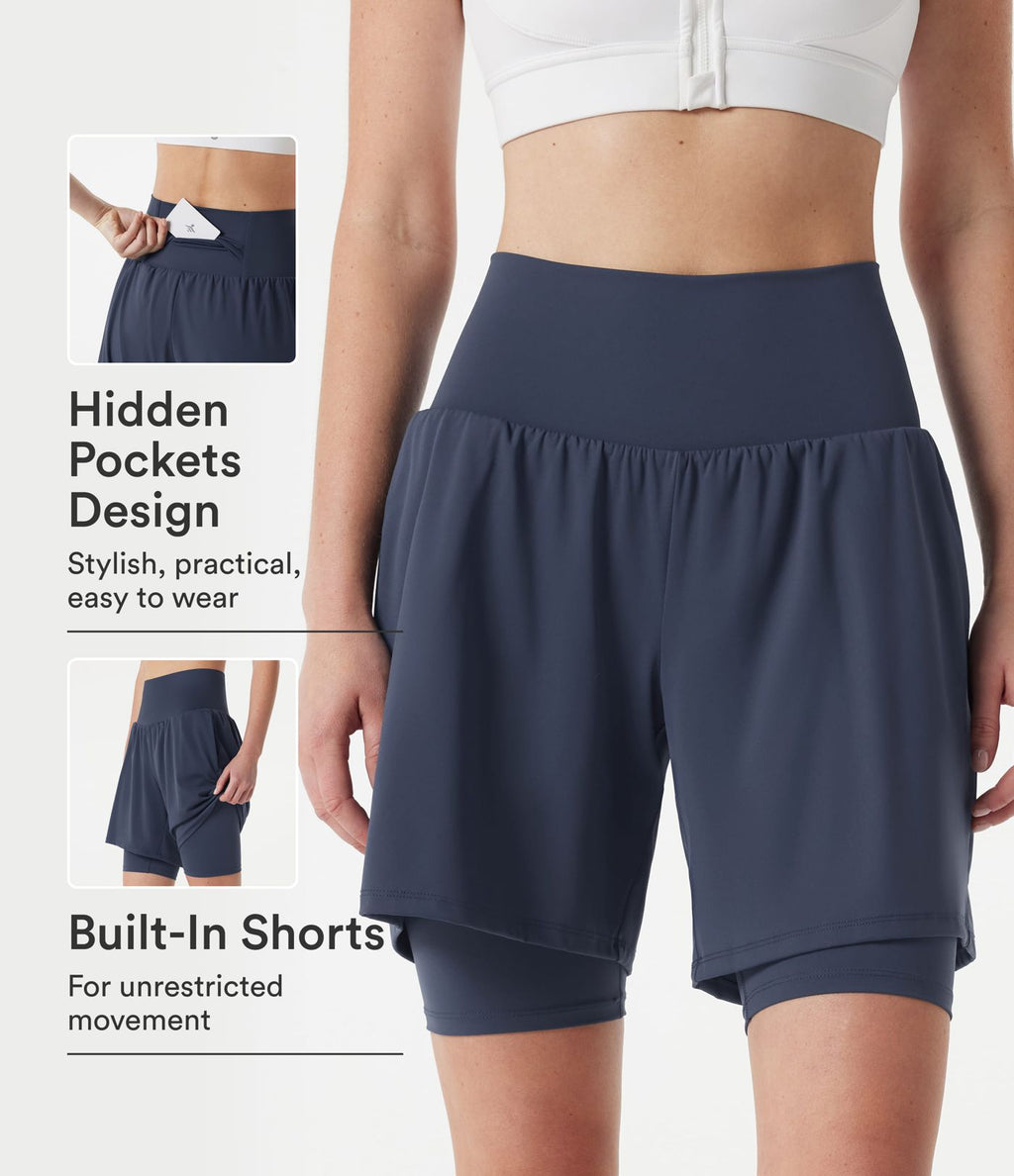 Short de yoga SoftlyZero™ Airy 2-en-1 taille très haute effet frais InstantCool 22,9 cm avec poches