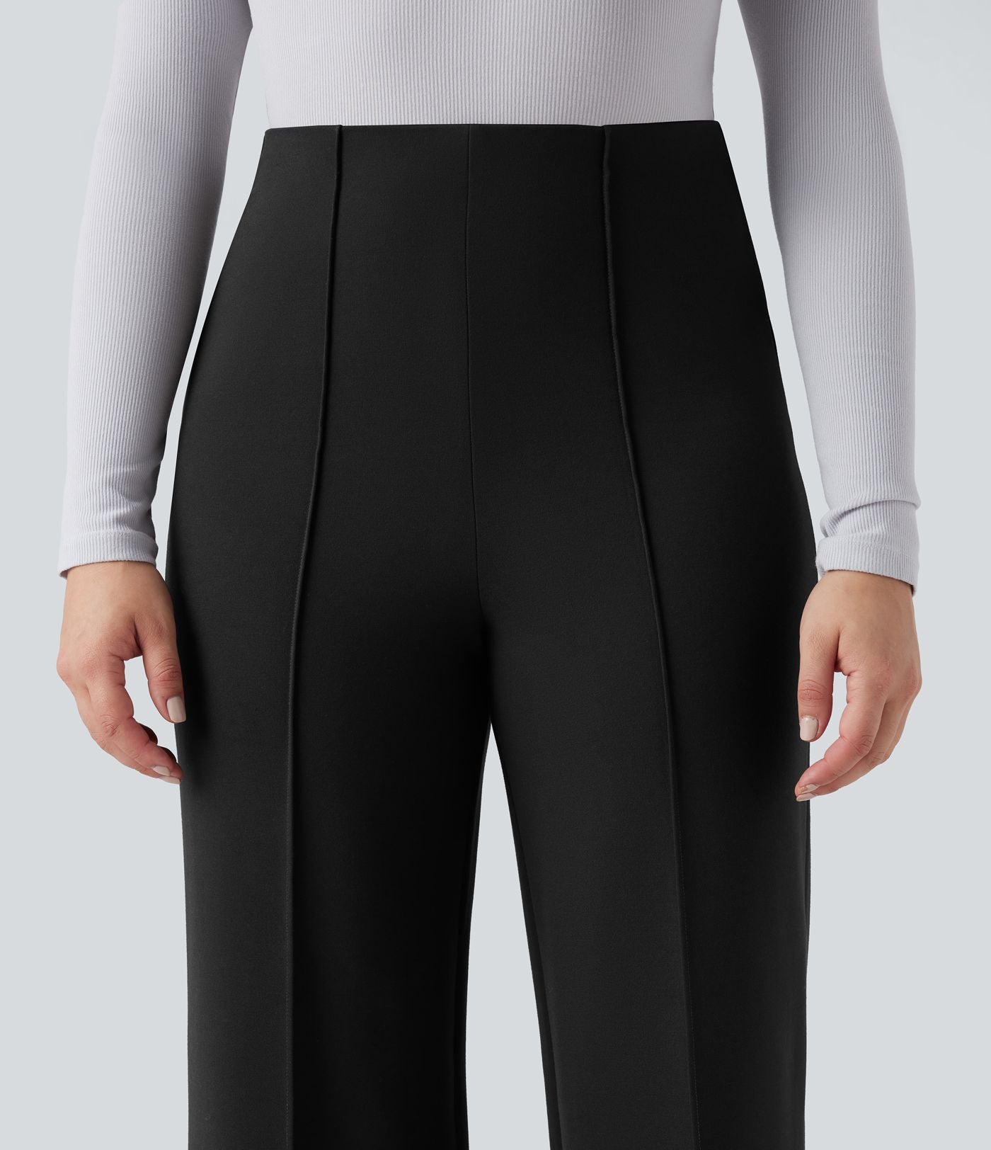 Pantalon tailleur évasé ample taille haute en ponte roma résistant
