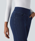 Halara Flex™ Jean Droites Travail en Maille Extensible Taille Haute Plusieurs Poches