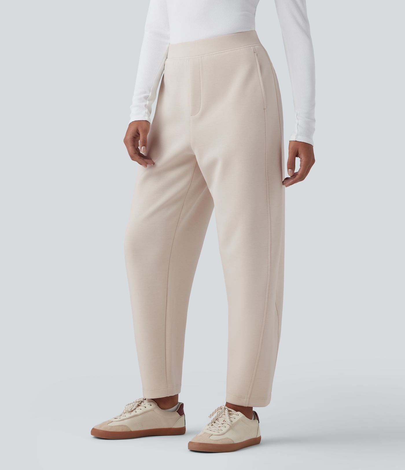 Pantalon décontracté SpacerTek™ taille haute, coupe relax large 7/8, avec poches