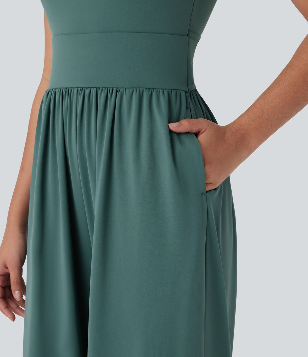 Combinaison de yoga large fluide dos nu bretelles croisées Softlyzero™ Airy Cool Touch avec poches - Easy Peasy