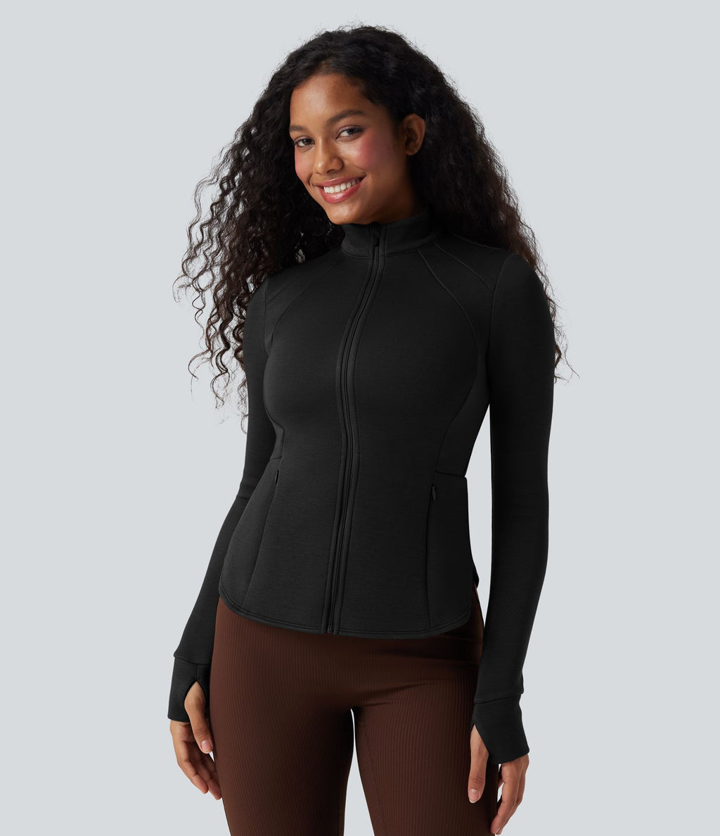 Veste de sport SpacerTek™ col montant, manches raglan longues avec trous pour les pouces
