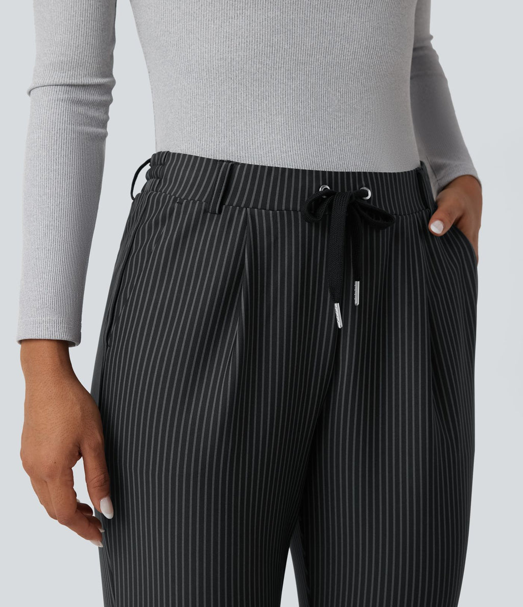 Pantalon Halara Flex™ taille mi-haute à cordon, effet rayé, coupe fuselée avec poches