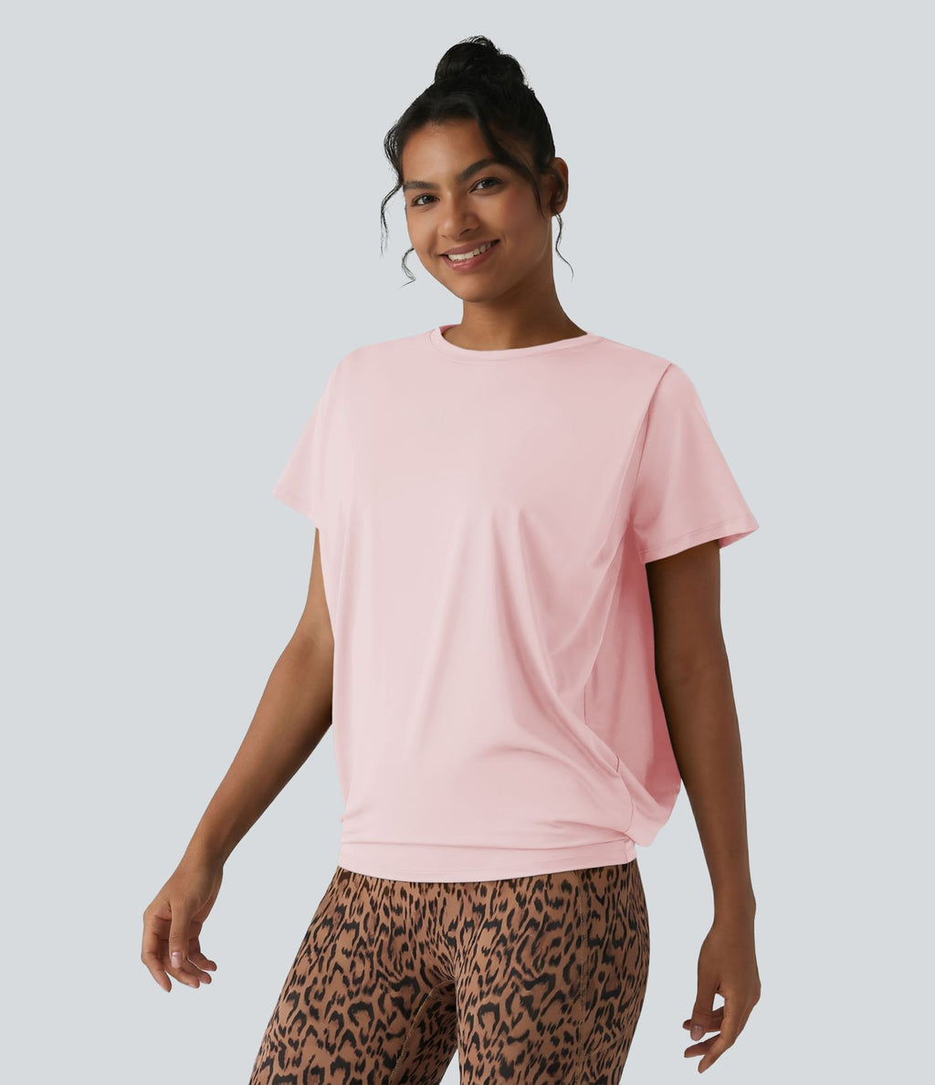 Haut de sport col rond manches courtes effet frais InstantCool avec fronces, protection solaire UPF50+