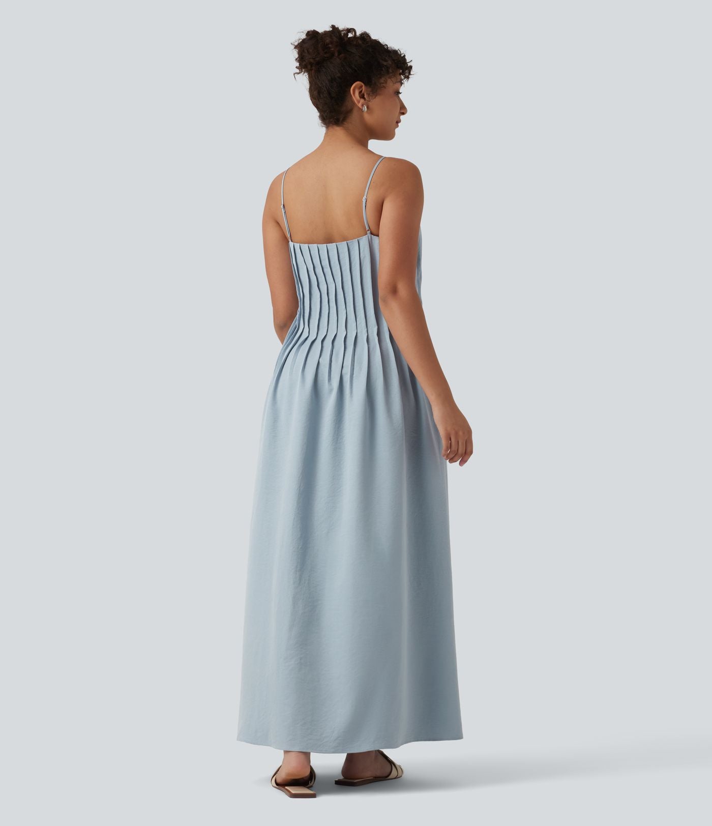 Robe longue à bretelles col V avec poches