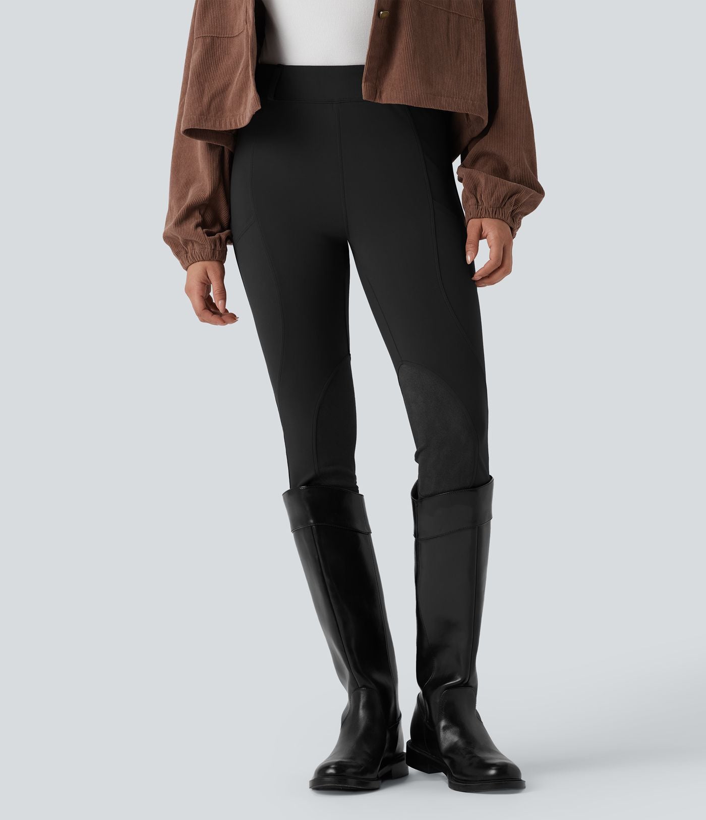 Pantalon ajusté taille haute effet daim contrastant DayStretch avec poches