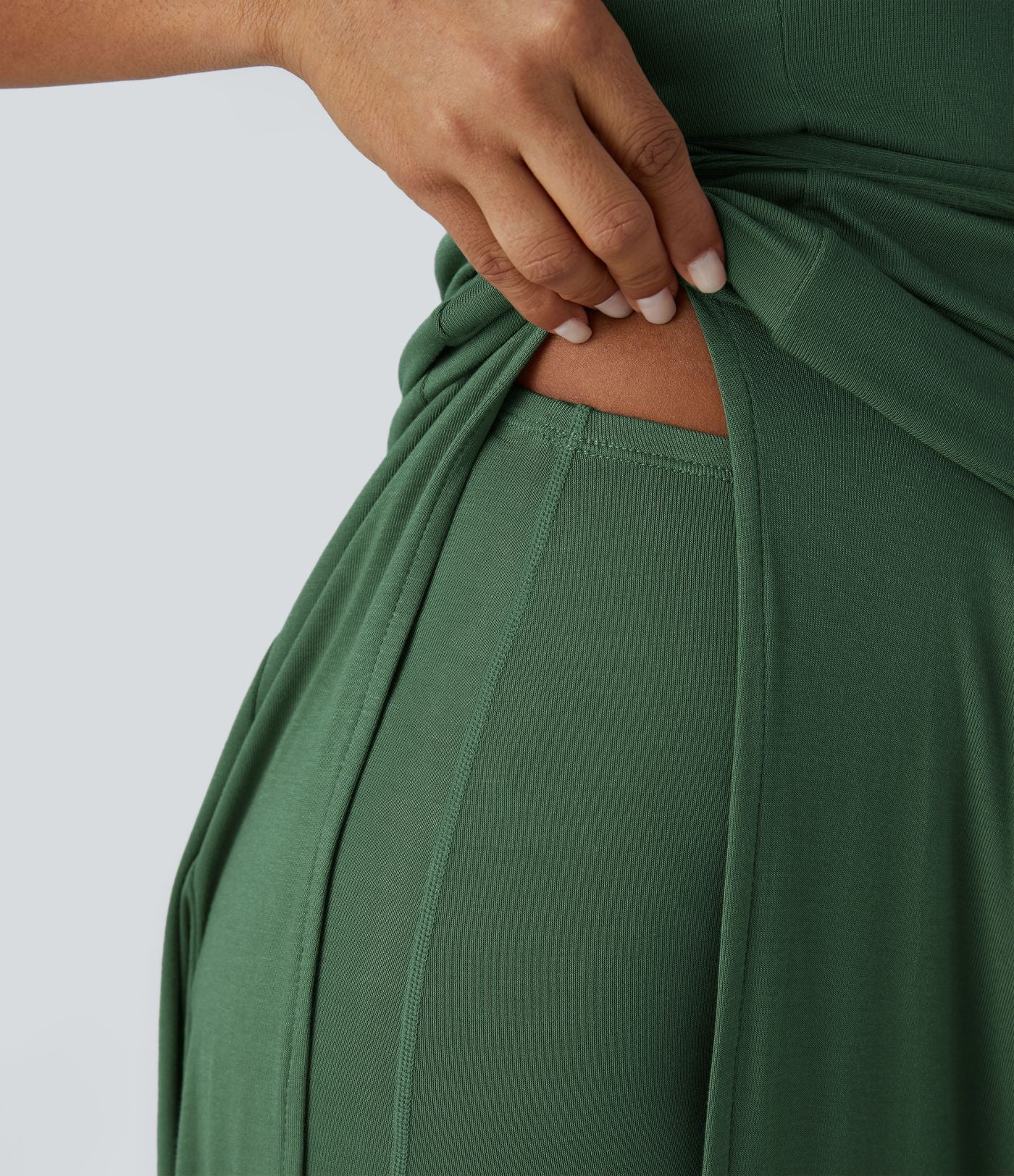 Robe Casual Midi 2 Pièces Capuche Col Montant Sans Manches Fendue avec Découpe Dos Nœud Côtelée