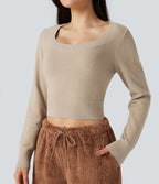 Pull court col U manches longues