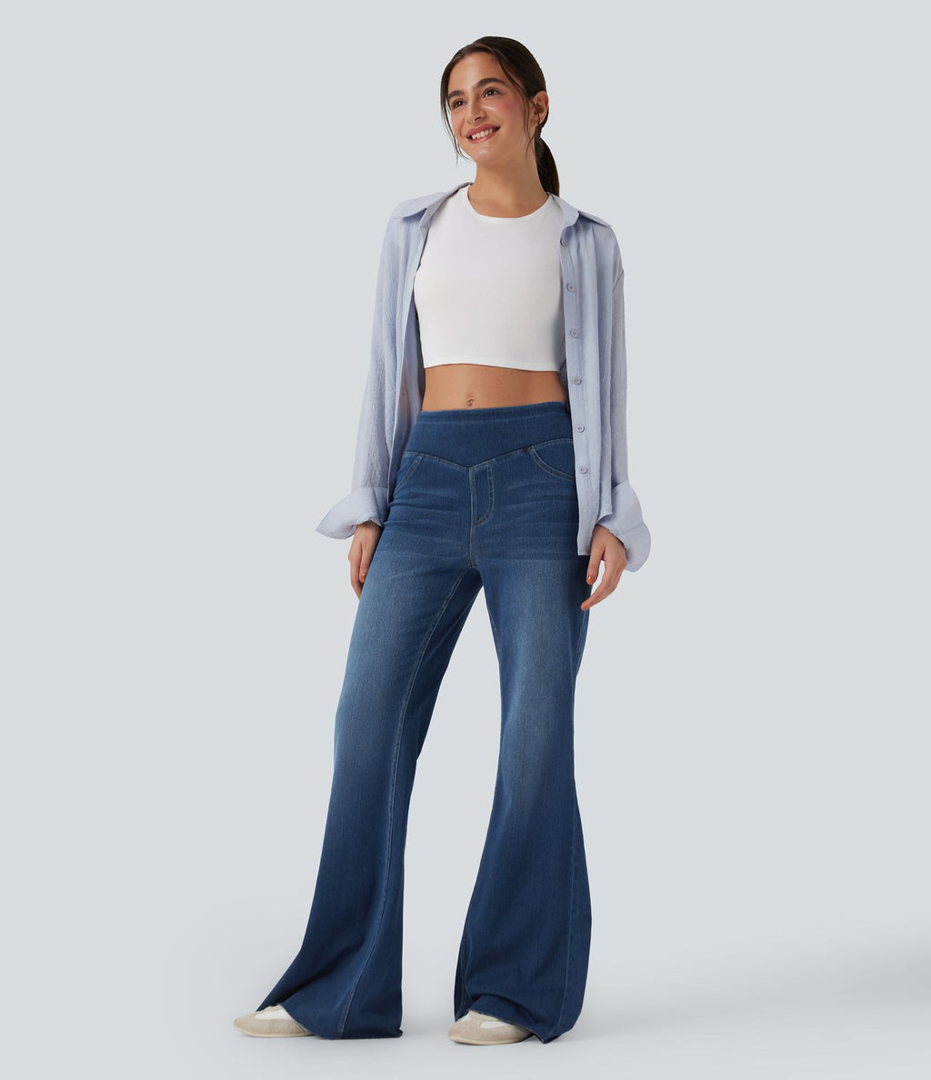 Jean décontracté Halara Flex™ taille mi-haute coupe évasée avec poches