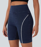Short casual denim Halara Flex™ tricot extensible taille haute effet push-up froncé avec poches