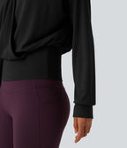 Blouse de travail col V croisée manches longues