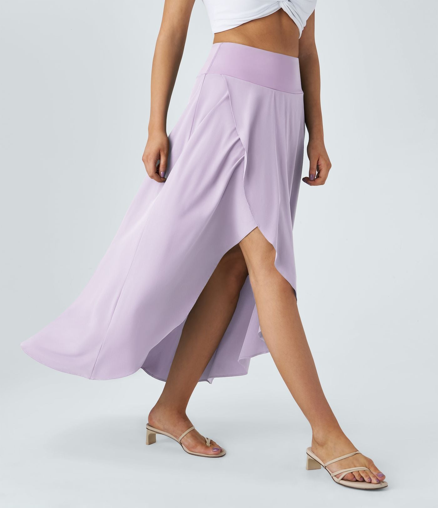 Jupe Longue Casual Breezeful™ Taille Haute à Volants 2en1 Fluide Sèchement Rapide Quotidien Maxi