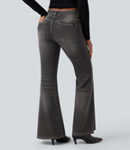 Halara Flex™ Jean évasé décontracté délavé taille basse avec poches