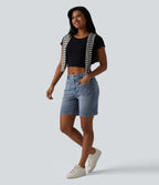 Short denim décontracté Halara Flex™ taille mi-haute 17,5 cm avec poches