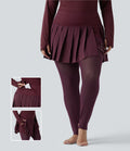 Legging-jupe grande taille à étriers de danse avec mesh contrastant plissé taille haute séchage rapide Breezeful™ et poches