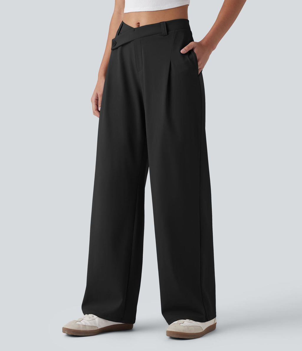 Pantalon tailleur ample asymétrique taille mi-haute Halara Flex™ DayStretch avec poches