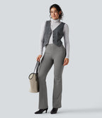Pantalon tailleur bootcut taille haute ventre plat avec poches