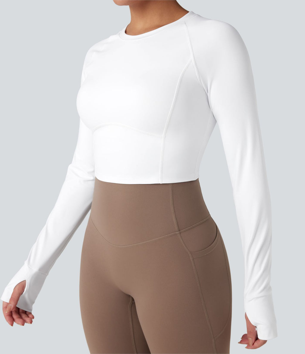 Haut de sport yoga SoftlyZero™ Airy push-up mesh contrastant effet frais InstantCool manches longues avec passe-pouces, protection solaire UPF50+