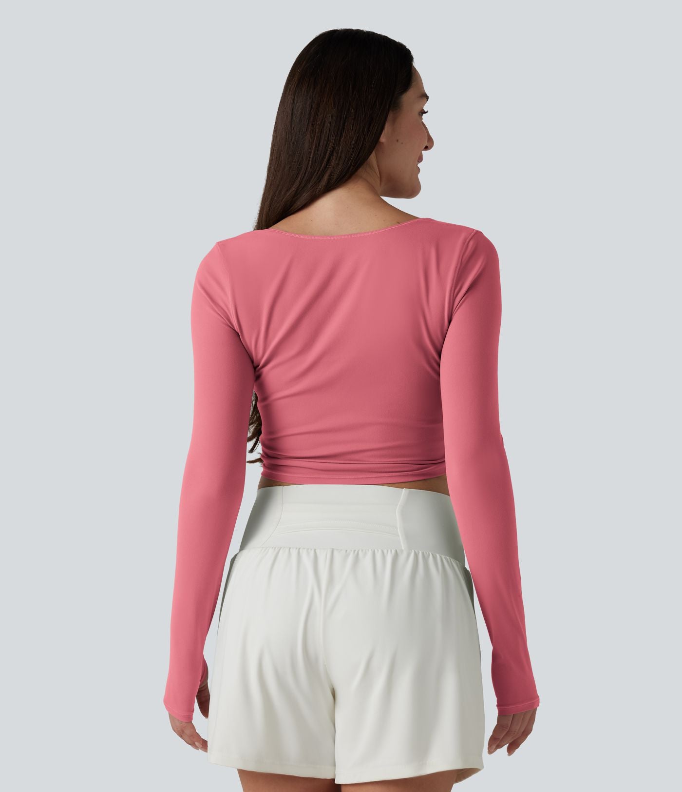 Haut casual SoftlyZero™ cache-cœur à manches longues avec passe-pouces, protection solaire UPF 50+