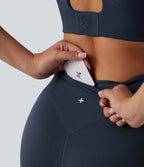 Short cycliste de yoga Halara UltraSculpt™ taille haute, gainant, en dentelle contrastée, 23 cm, avec poche
